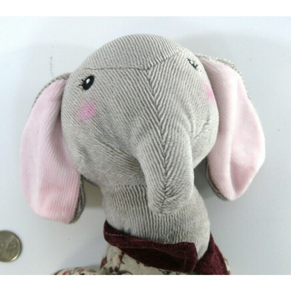 Metoo Me too Soft Plush whimsical elephant doll floral dress 12" Embroidered - Picture 3 of 8